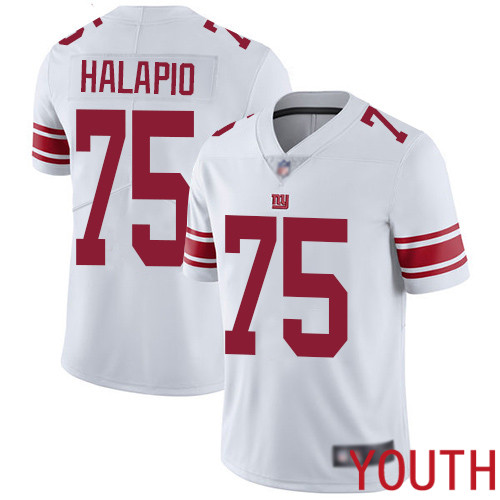 Youth New York Giants #75 Jon Halapio White Vapor Untouchable Limited Player Football NFL Jersey